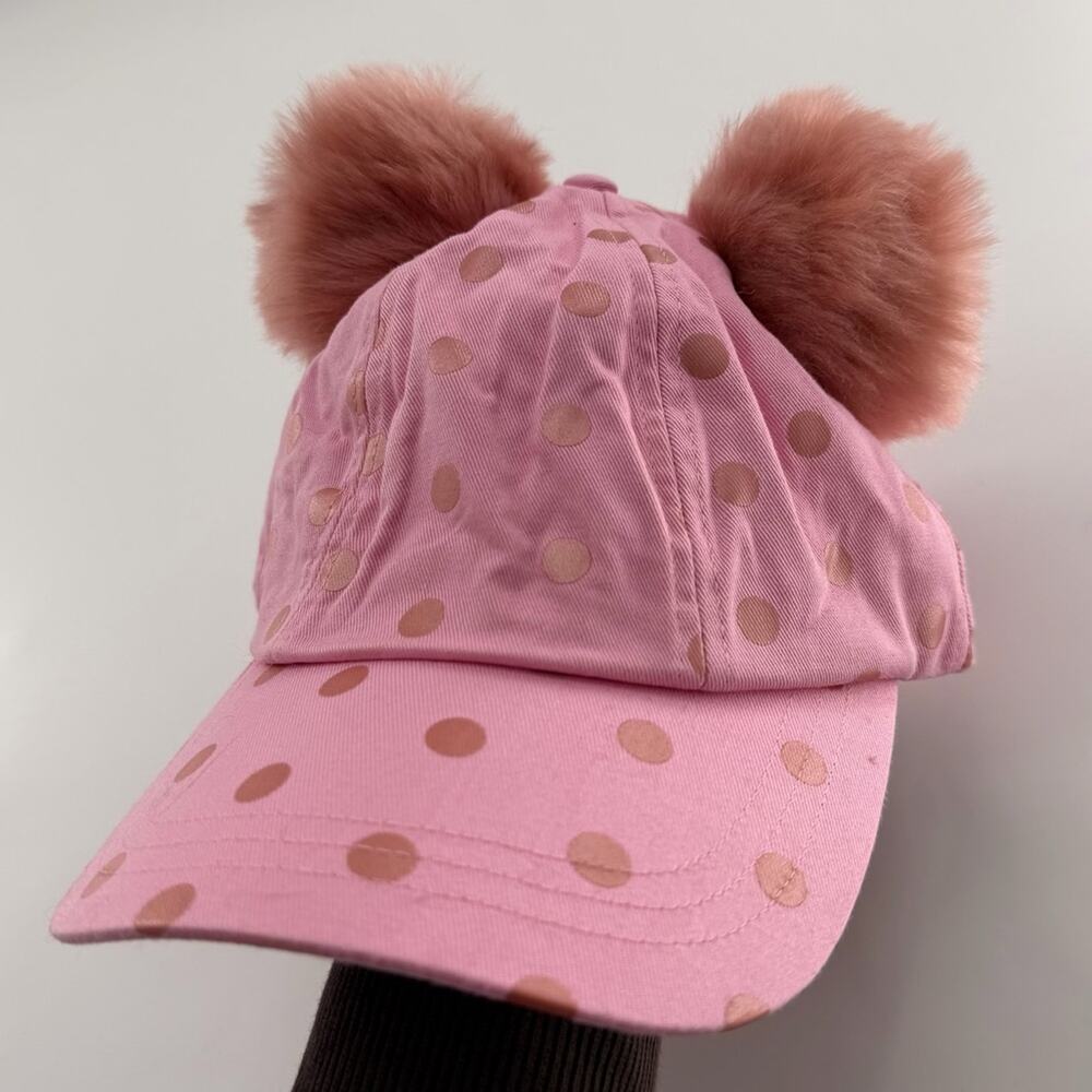 Disney Parks Minnie Mouse Pink Polka Dot Pom Pom Hat Adult Womens Disneyland